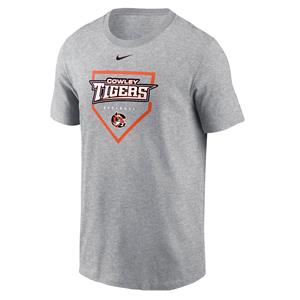 Nike Dark Heather Cowley Tigers Baseball w/ Tiger Logo & Home Plate T-shirt (1012210530) Nike Dark Heather Cowley Tigers Baseball w/ Tiger Logo & Home Plate T-shirt